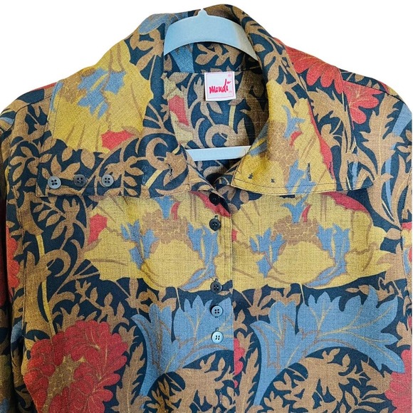 Vintage 80s Mondi Escada Floral Art Blouse Buttons Down Shirt Size 36 Small - Picture 10 of 15